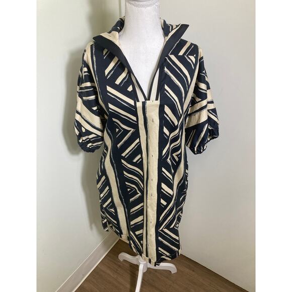 Emily McCarthy Navy and Cream Tuni Dress Sz XS - Picture 1 of 3